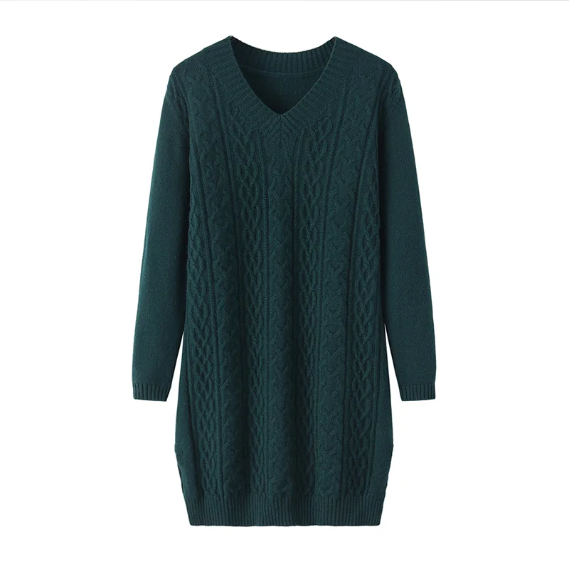 100% Cashmere, Cashmere crew-neck sweater — Green, 14–15.5µm, Cashmere Garment / Women — detail view 2