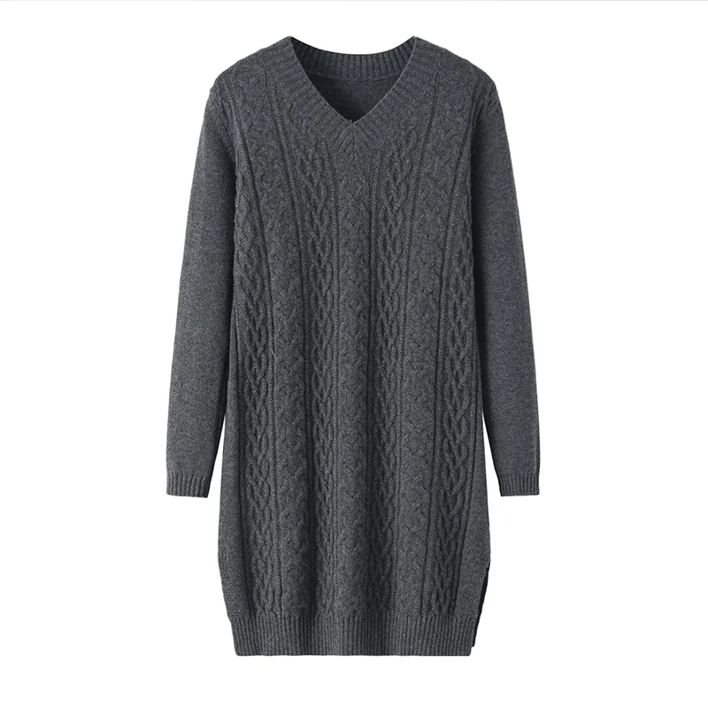 100% Cashmere, Cashmere crew-neck sweater — Green, 14–15.5µm, Cashmere Garment / Women — detail view 3