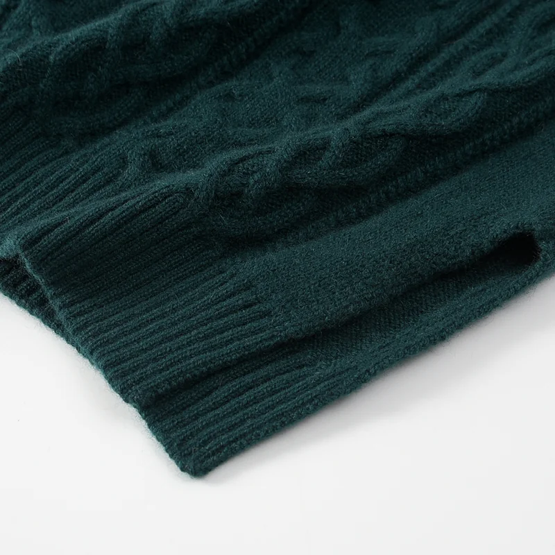 100% Cashmere, Cashmere crew-neck sweater — Green, 14–15.5µm, Cashmere Garment / Women — detail view 5