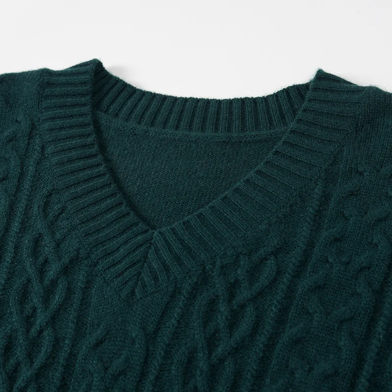 100% Cashmere, Cashmere crew-neck sweater — Green, 14–15.5µm, Cashmere Garment / Women — detail view 7