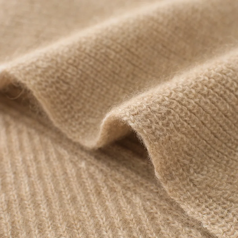100% Cashmere, Cashmere crew-neck sweater — Camel Cropped, 14–15.5µm, Cashmere Garment / Women — detail view 4