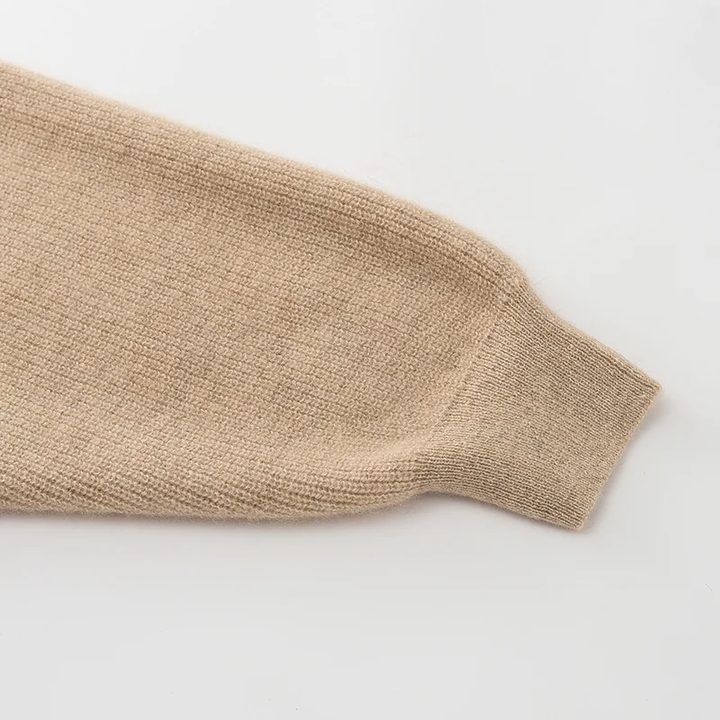 100% Cashmere, Cashmere crew-neck sweater — Camel Cropped, 14–15.5µm, Cashmere Garment / Women — detail view 5