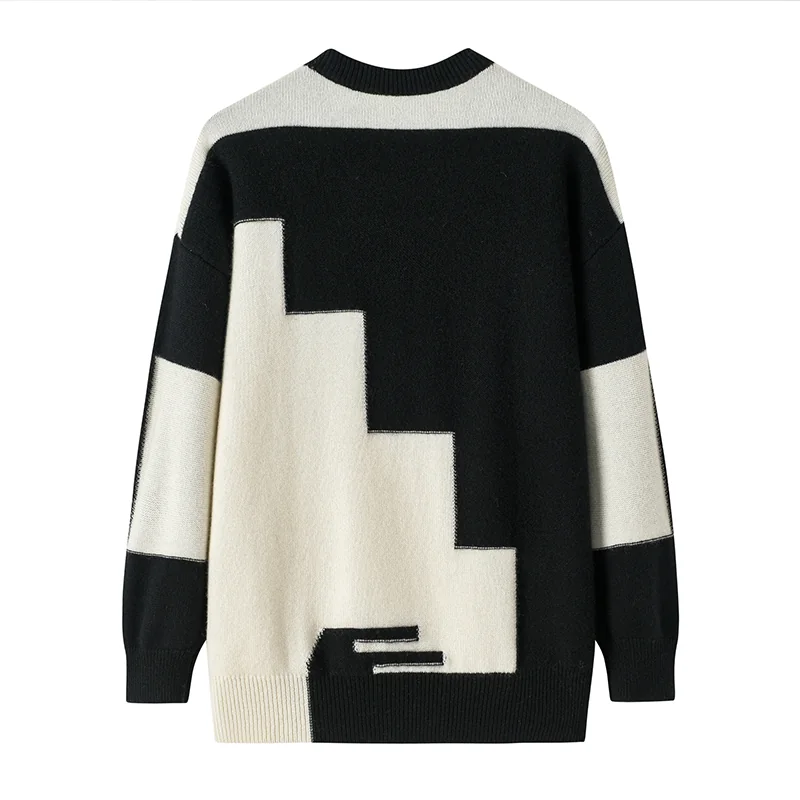 Cashmere crew-neck sweater — Black Colour-block — Cashmere Sweaters & Knitwear, 100% Cashmere