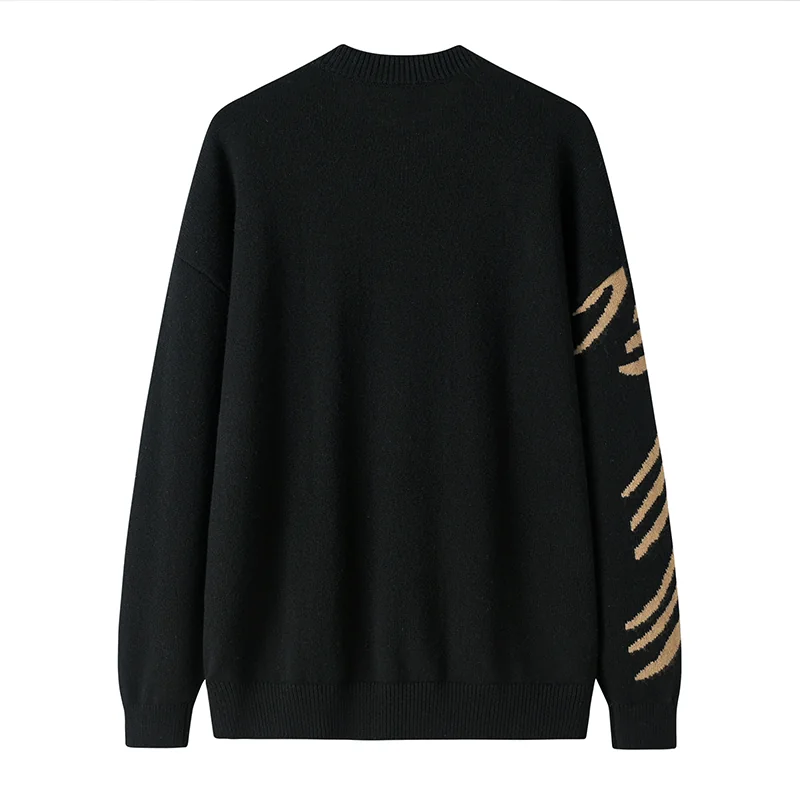 Cashmere crew-neck sweater — Black Contrast sleeve — Cashmere Sweaters & Knitwear, 100% Cashmere