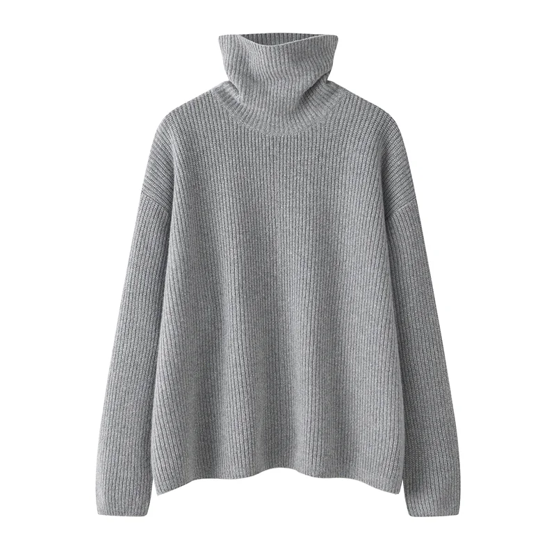100% Cashmere, Cashmere crew-neck sweater — Grey, 14–15.5µm, Cashmere Garment / Women — detail view 2