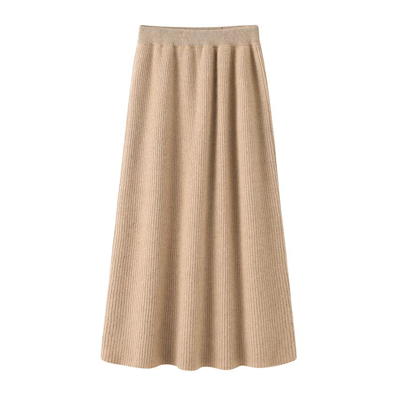 100% Cashmere, Cashmere knit skirt — Grey Skirt, 14–15.5µm, Cashmere Garment / Women — detail view 3