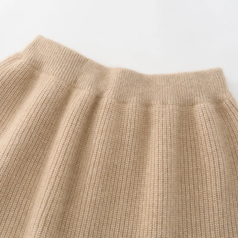 100% Cashmere, Cashmere knit skirt — Grey Skirt, 14–15.5µm, Cashmere Garment / Women — detail view 5