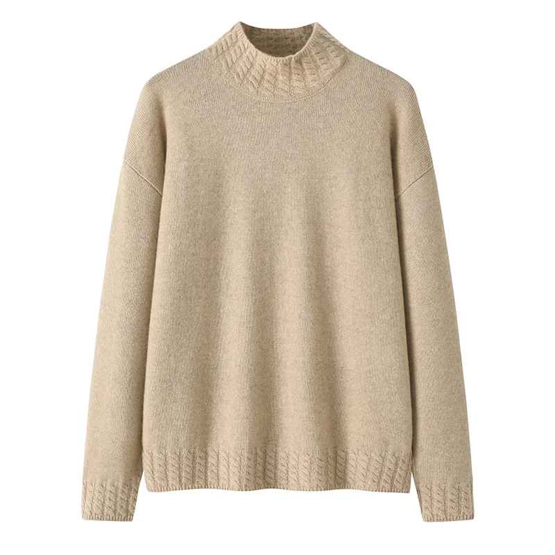 100% Cashmere, Cashmere crew-neck sweater — White, 14–15.5µm, Cashmere Garment / Women — detail view 3