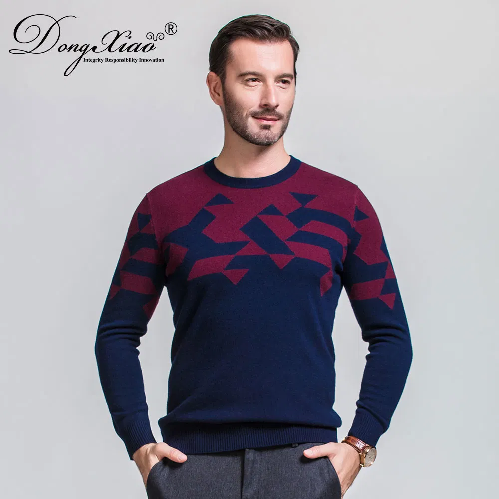 Classic Thick Knitting Jacquard Men Wool Cashmere Sweater view 2