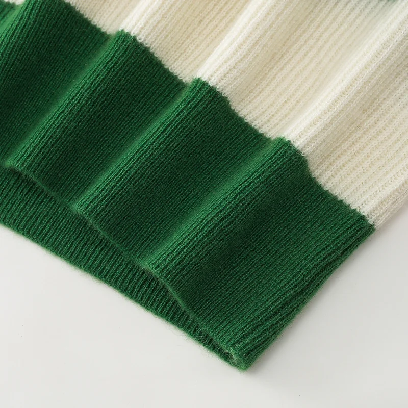 100% Cashmere, Cashmere crew-neck sweater — Camel Striped, 14–15.5µm, Cashmere Garment / Women — detail view 6