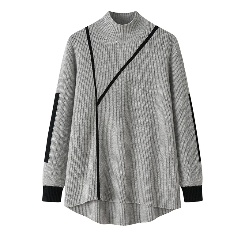100% Cashmere, Cashmere crew-neck sweater — Grey, 14–15.5µm, Cashmere Garment / Women — detail view 2