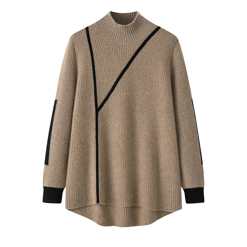 100% Cashmere, Cashmere crew-neck sweater — Grey, 14–15.5µm, Cashmere Garment / Women — detail view 3