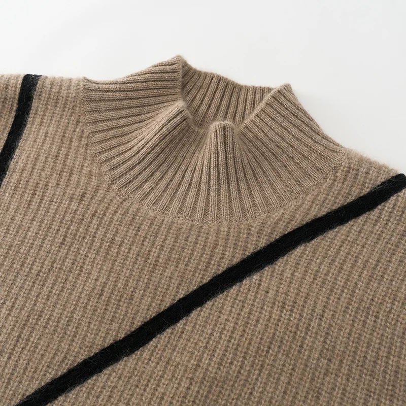 100% Cashmere, Cashmere crew-neck sweater — Grey, 14–15.5µm, Cashmere Garment / Women — detail view 6