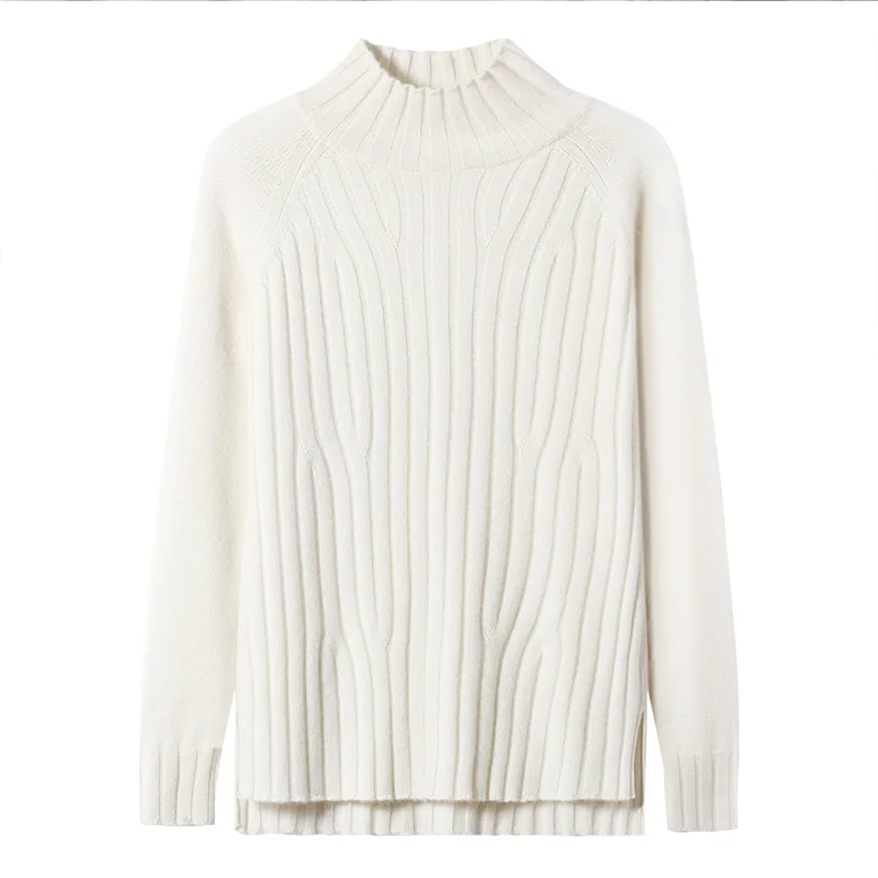 100% Cashmere, Cashmere crew-neck sweater — Grey, 14–15.5µm, Cashmere Garment / Women — detail view 3