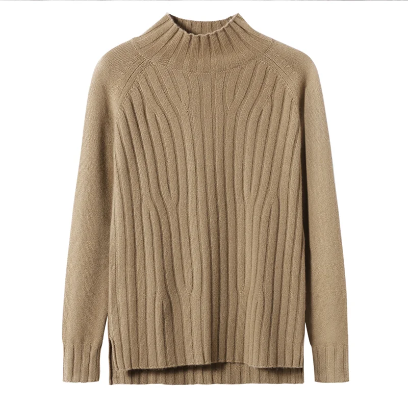 100% Cashmere, Cashmere crew-neck sweater — Grey, 14–15.5µm, Cashmere Garment / Women — detail view 6