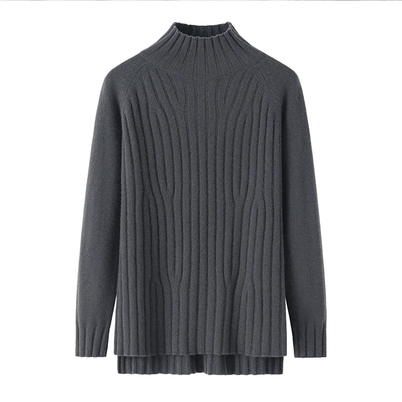 100% Cashmere, Cashmere crew-neck sweater — Grey, 14–15.5µm, Cashmere Garment / Women — detail view 8