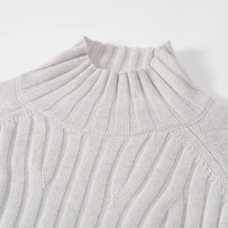 100% Cashmere, Cashmere crew-neck sweater — Grey, 14–15.5µm, Cashmere Garment / Women — detail view 10