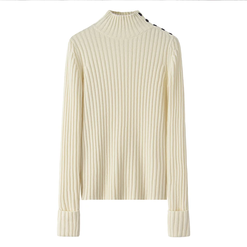 100% Cashmere, Cashmere crew-neck sweater — White Ribbed, 14–15.5µm, Cashmere Garment / Women — detail view 2
