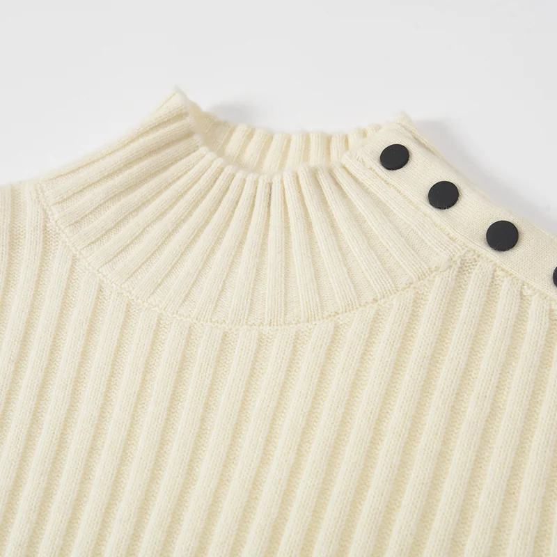 100% Cashmere, Cashmere crew-neck sweater — White Ribbed, 14–15.5µm, Cashmere Garment / Women — detail view 5