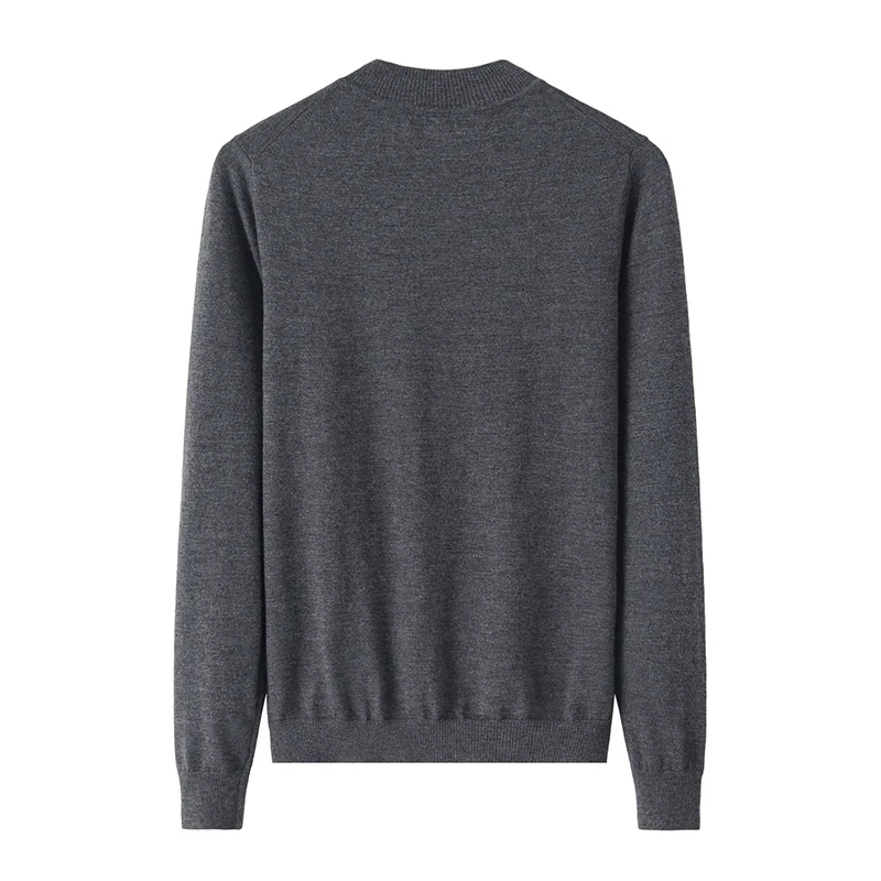 Cashmere crew-neck sweater — Grey Half-zip worsted