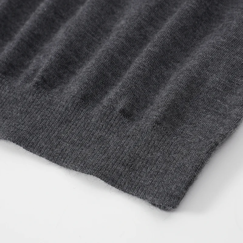 100% Cashmere, Cashmere crew-neck sweater — Grey Half-zip worsted, 14–15.5µm, Cashmere Garment / Women — detail view 5