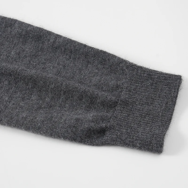 100% Cashmere, Cashmere crew-neck sweater — Grey Half-zip worsted, 14–15.5µm, Cashmere Garment / Women — detail view 6