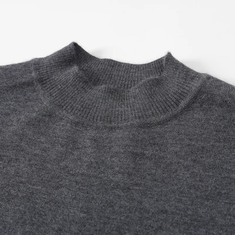 100% Cashmere, Cashmere crew-neck sweater — Grey Half-zip worsted, 14–15.5µm, Cashmere Garment / Women — detail view 7