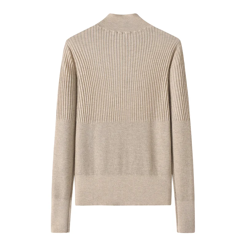 Cashmere crew-neck sweater — Beige Worsted — Cashmere Sweaters & Knitwear, 100% Cashmere