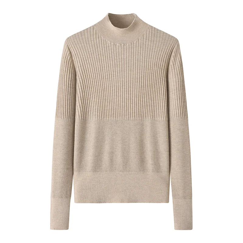 100% Cashmere, Cashmere crew-neck sweater — Beige Worsted, 14–15.5µm, Cashmere Garment / Women — detail view 2