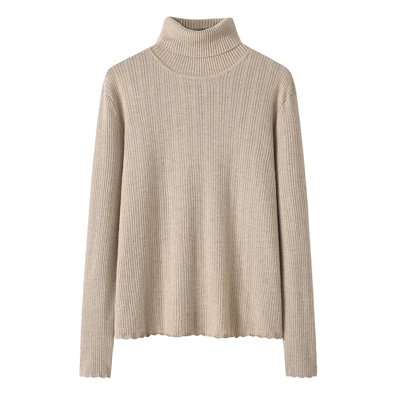100% Cashmere, Cashmere crew-neck sweater — Beige Worsted, 14–15.5µm, Cashmere Garment / Women — detail view 2