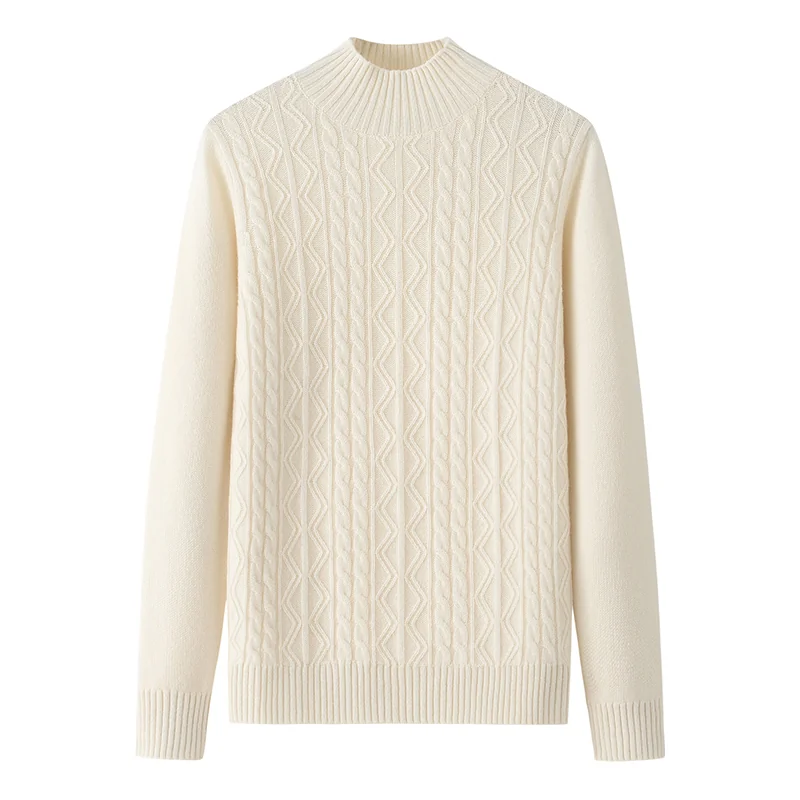 100% Cashmere, Cashmere crew-neck sweater — White, 14–15.5µm, Cashmere Garment / Women — detail view 2