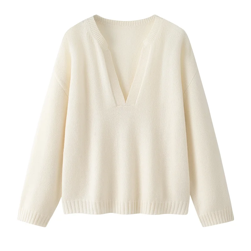 100% Cashmere, Cashmere crew-neck sweater — White, 14–15.5µm, Cashmere Garment / Women — detail view 2