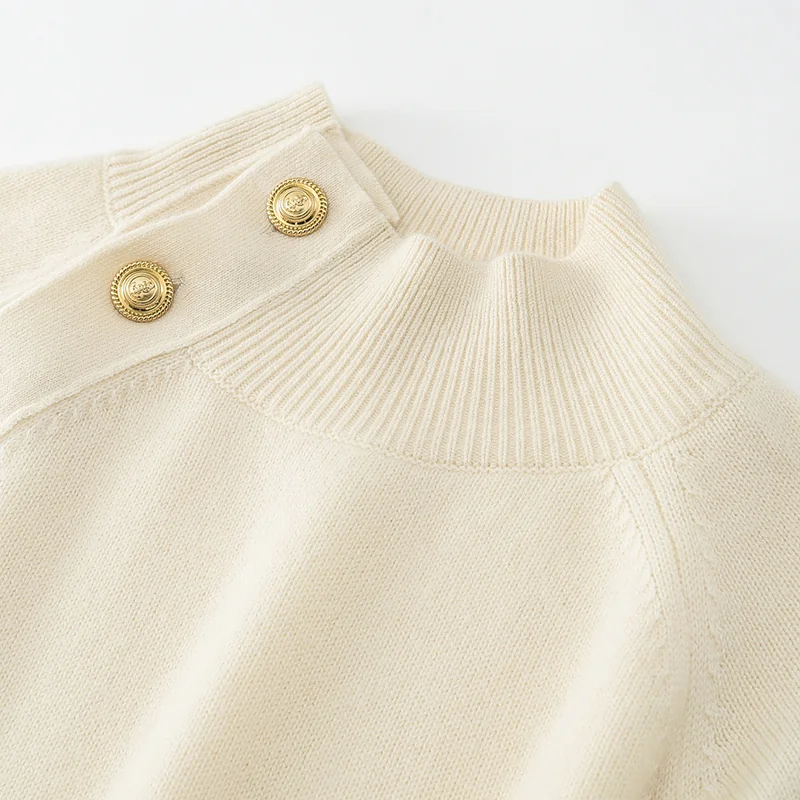100% Cashmere, Cashmere crew-neck sweater — White, 14–15.5µm, Cashmere Garment / Women — detail view 8
