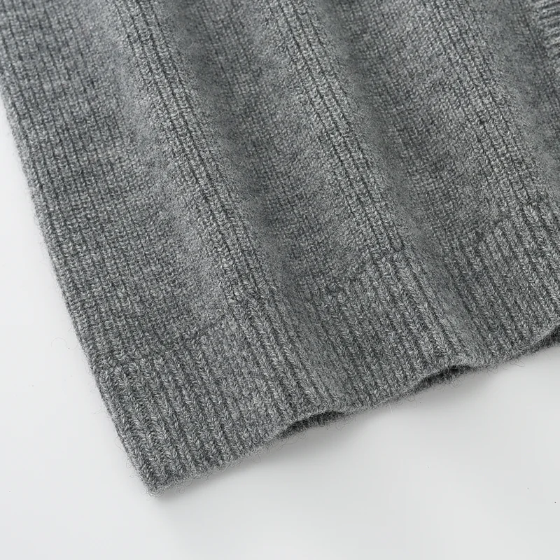 100% Cashmere, Cashmere crew-neck sweater — Grey, 14–15.5µm, Cashmere Garment / Women — detail view 5