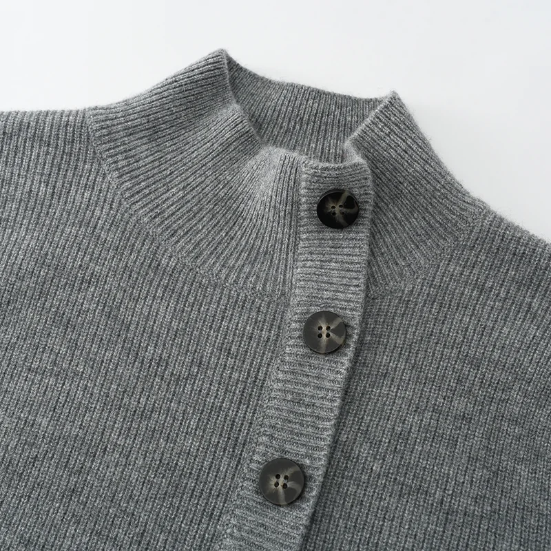 100% Cashmere, Cashmere crew-neck sweater — Grey, 14–15.5µm, Cashmere Garment / Women — detail view 7
