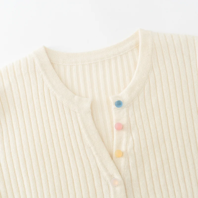 100% Cashmere, Cashmere crew-neck sweater — White Short sleeve, 14–15.5µm, Cashmere Garment / Women — detail view 6