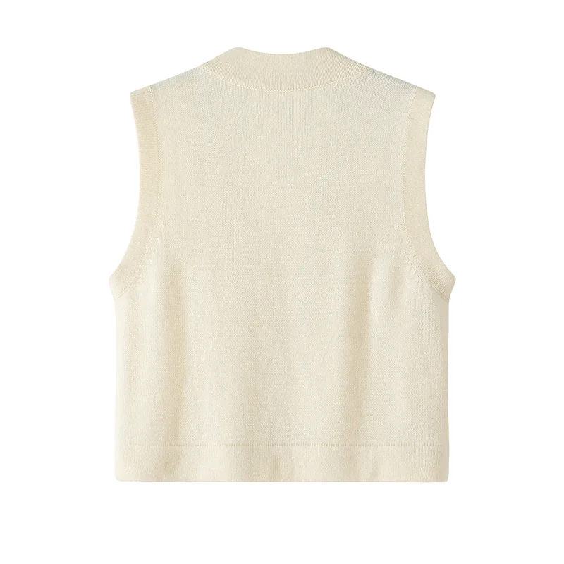 Cashmere sleeveless vest — White Tank