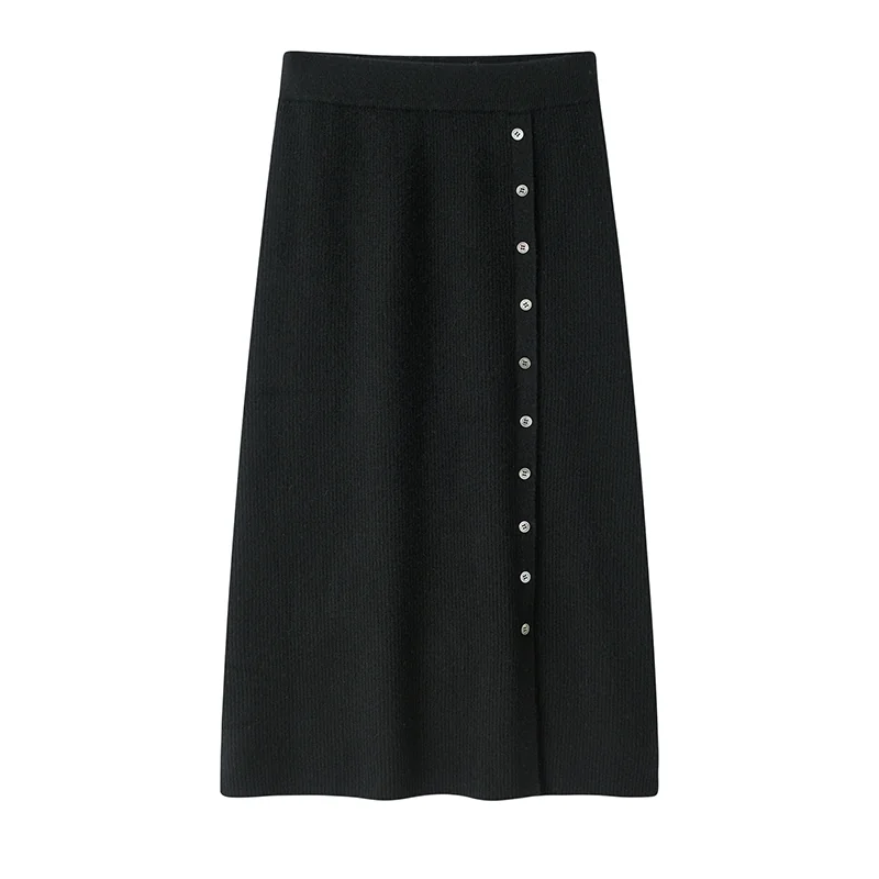 100% Cashmere, Cashmere knit skirt — Grey Skirt, 14–15.5µm, Cashmere Garment / Women — detail view 3