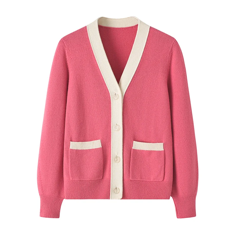 100% Cashmere, Cashmere crew-neck sweater — Red, 14–15.5µm, Cashmere Garment / Women — detail view 2