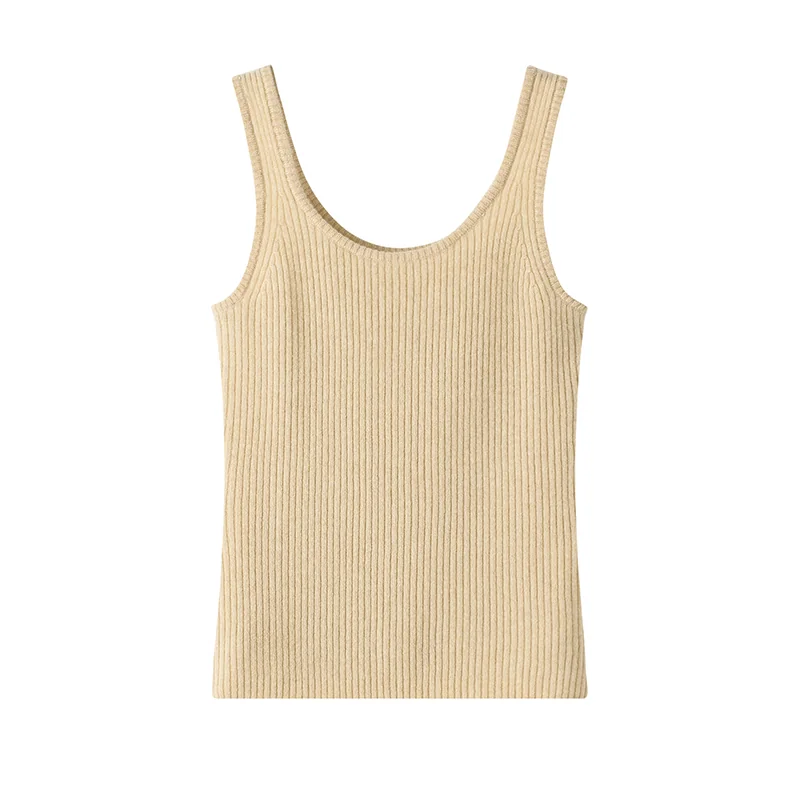 100% Cashmere, Cashmere sleeveless vest — White Tank, 14–15.5µm, Cashmere Garment / Women — detail view 3
