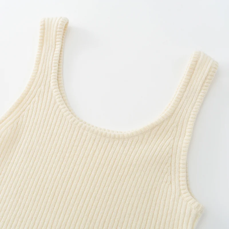 100% Cashmere, Cashmere sleeveless vest — White Tank, 14–15.5µm, Cashmere Garment / Women — detail view 6
