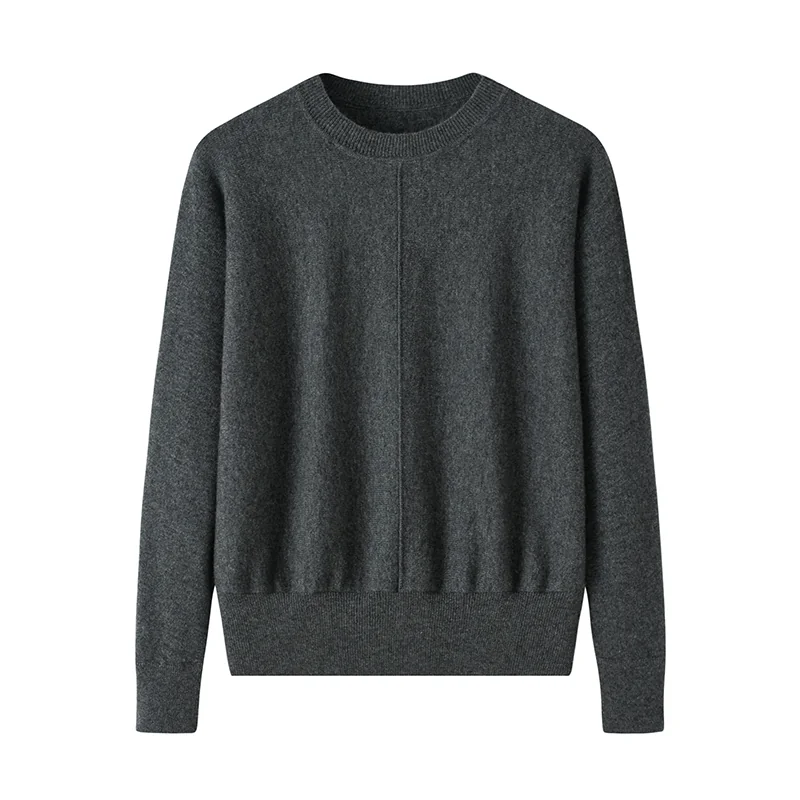 100% Cashmere, Cashmere crew-neck sweater — Grey, 14–15.5µm, Cashmere Garment / Women — detail view 2