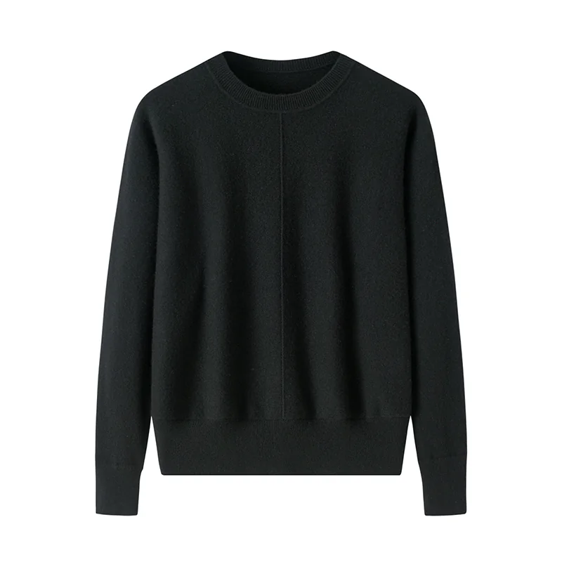 100% Cashmere, Cashmere crew-neck sweater — Grey, 14–15.5µm, Cashmere Garment / Women — detail view 4