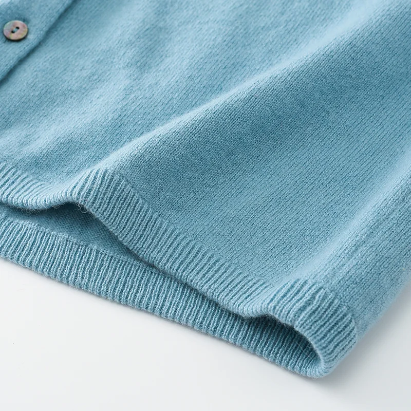 100% Cashmere, Cashmere crew-neck sweater — Blue, 14–15.5µm, Cashmere Garment / Women — detail view 10