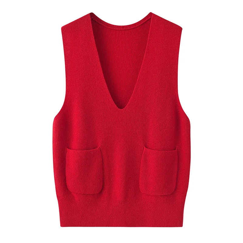 100% Cashmere, Cashmere sleeveless vest — Grey Tank, 14–15.5µm, Cashmere Garment / Women — detail view 4