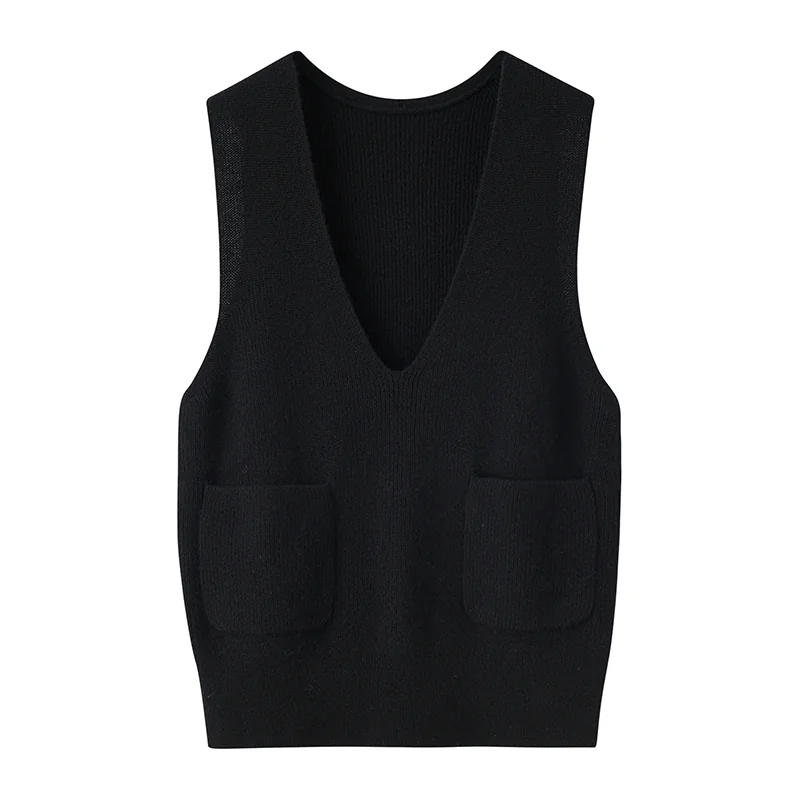 100% Cashmere, Cashmere sleeveless vest — Grey Tank, 14–15.5µm, Cashmere Garment / Women — detail view 5