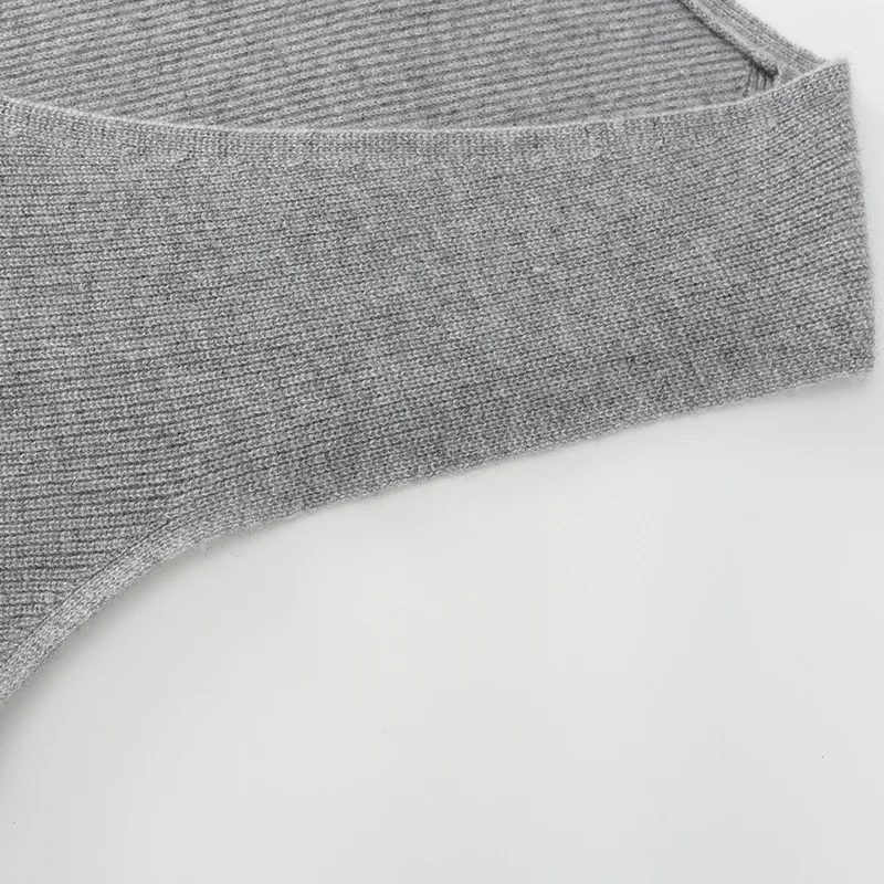 100% Cashmere, Cashmere sleeveless vest — Grey Tank, 14–15.5µm, Cashmere Garment / Women — detail view 7