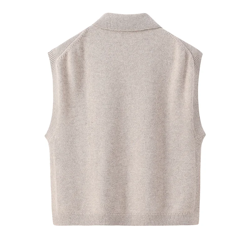 Cashmere sleeveless vest — Beige Tank