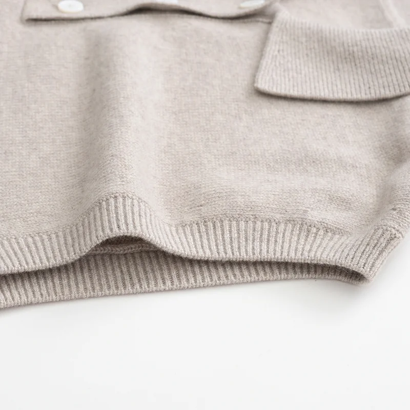 100% Cashmere, Cashmere sleeveless vest — Beige Tank, 14–15.5µm, Cashmere Garment / Women — detail view 4