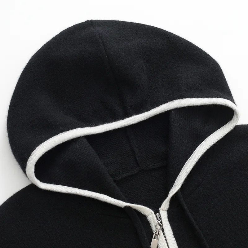 100% Cashmere, Cashmere crew-neck sweater — Black, 14–15.5µm, Cashmere Garment / Women — detail view 5